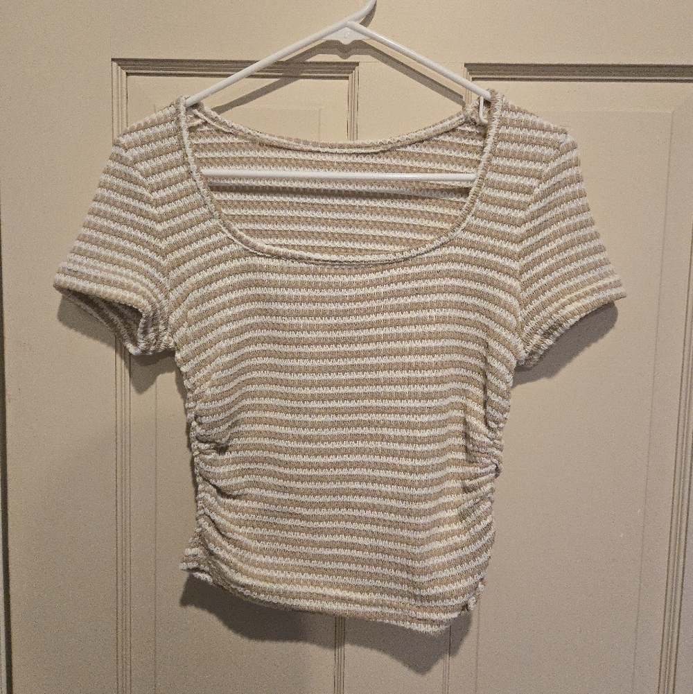 Striped Beige and White Women's Top
